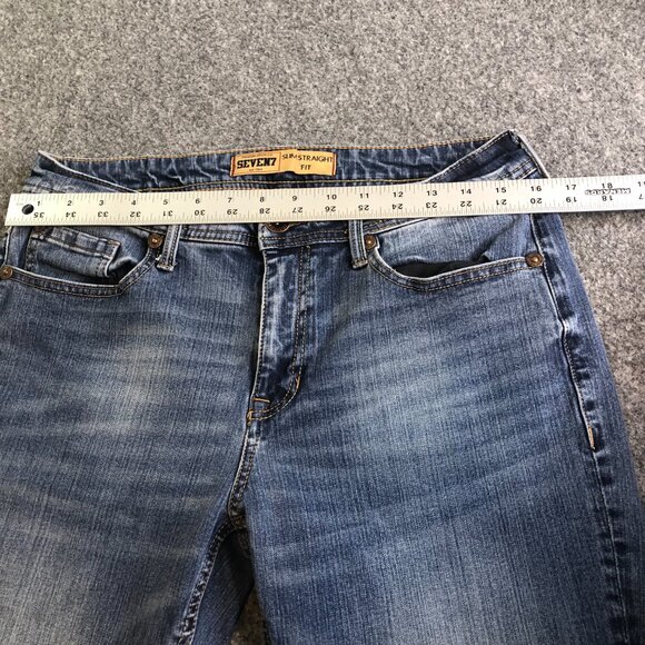 Seven7 Jeans Mens 32x30 Blue Slim Straight Fit Denim Stretch Whiskering Faded - Picture 5 of 11